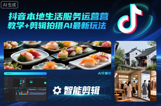 抖音本地生活服务运营教学+剪辑拍摄AI最新玩法 抖音本地生活服务运营教学+剪辑拍摄AI最新玩法