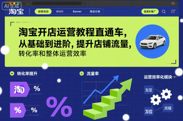 淘宝开店运营教程直通车，从基础到进阶，提升店铺流量，转化率和整体运营效率（更新26年1月）