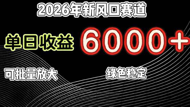 (17135期)2026年新风口赛道,当日6000+以上,可批量放大,月收入20万+,长期绿色稳定的项目 (17135期)2026年新风口赛道,当日6000+以上,可批量放大,月收入20万+,长期绿色稳定的项目