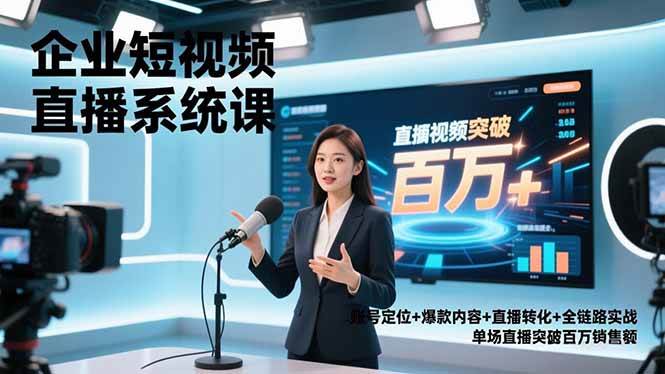 （16878期）企业短视频直播系统课，账号定位+爆款内容+直播转化+全链路实战，单场直播突破百万销售额