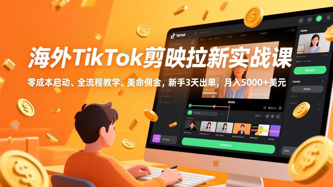 (17340期)海外TikTok剪映拉新实战课,零成本启动、全流程教学、美金佣金,新手3天出单,月入5000+美元 (17340期)海外TikTok剪映拉新实战课,零成本启动、全流程教学、美金佣金,新手3天出单,月入5000+美元