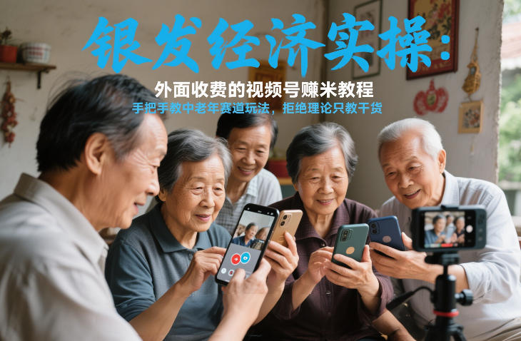 银发经济实操:外面收费的视频号賺米教程,手把手教中老年赛道玩法,拒绝理论只教干货